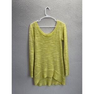 Lola By AFG Womens Sweater Size Small Green Long Sleeve Open Knit Boat Neck